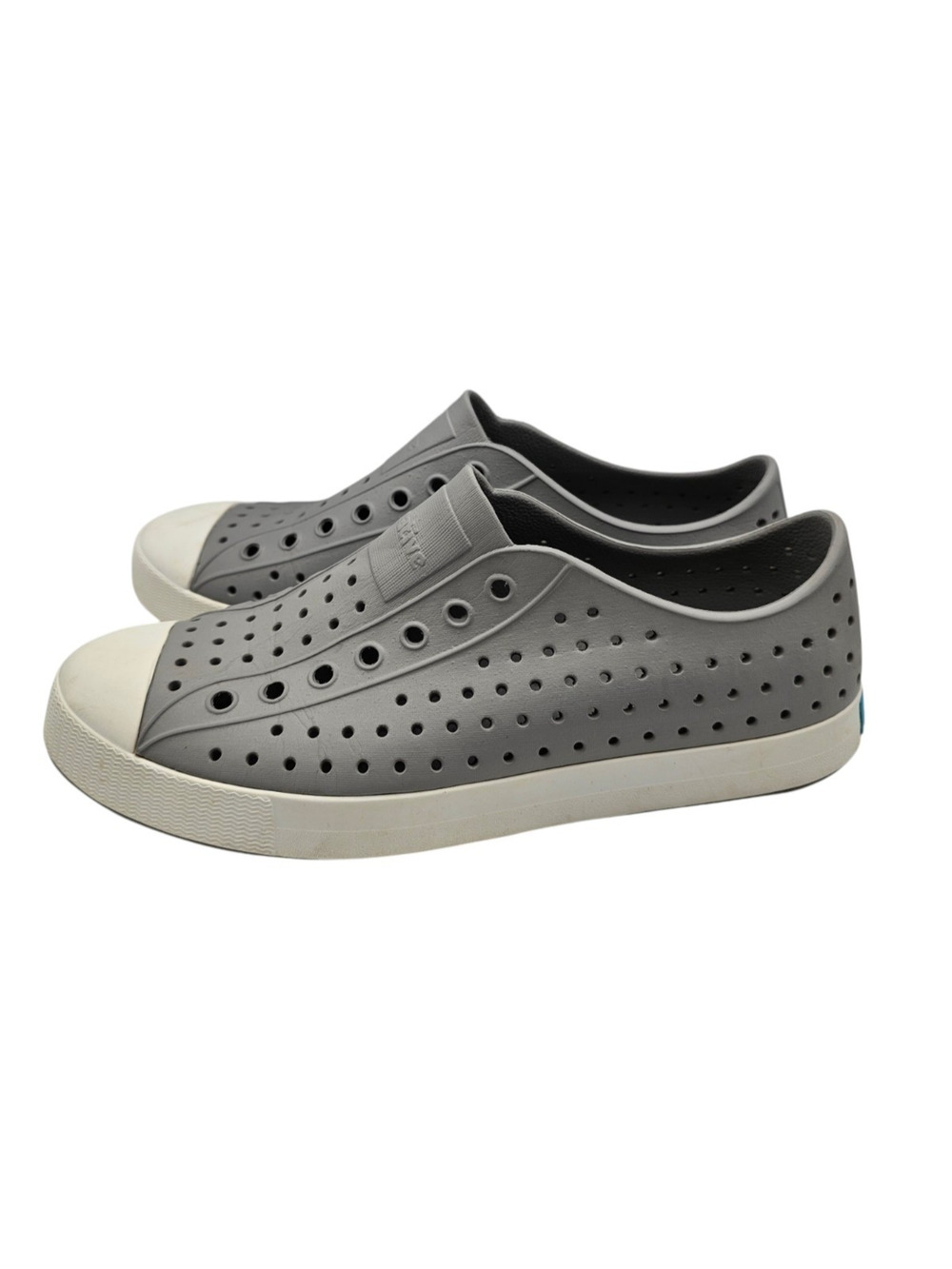 Native Jefferson Pigeon Grey Shell White EVA Slip On Shoes Mens 9 Womens 11